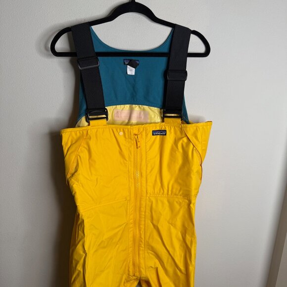 Patagonia Men's Medium Yellow Blue Bib Pants Fishing Offshore Overalls Pull On - Picture 3 of 8